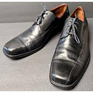 Johnston & Murphy Optima Dress Shoes MENS SIZE 12M Black Leather Cap Toe Oxfords